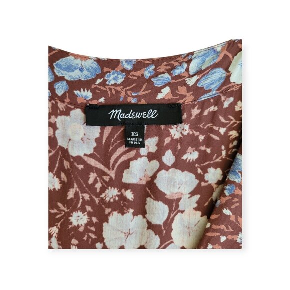 Madewell XS Woodland Floral Challis Dress brown blue purple EUC - Picture 9 of 14